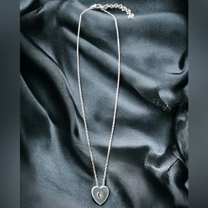 Brighton Heart w/ Center Swarovski Crystal, EUC, Brighton Silver Heart N…